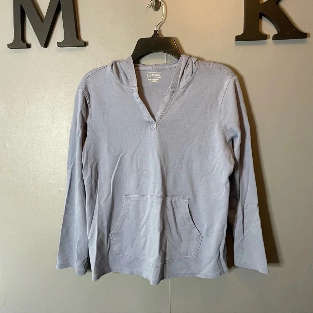 L.L.Bean light blue long sleeve hooded pullover women’s size large